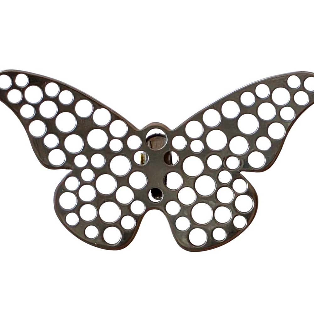 Neiman Marcus Butterfly Brooch‎ Clip Silver Tone Openwork Circle Design